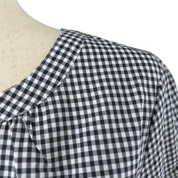 Oprah Magazine NWOT For Talbots Popover Shirt Wome's Ladybug Black Gingham Top S - Picture 4 of 14